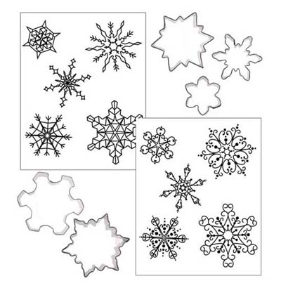 Snowflake Cookie Stencil Set  Winter Cookie Stencils - bakeartstencils