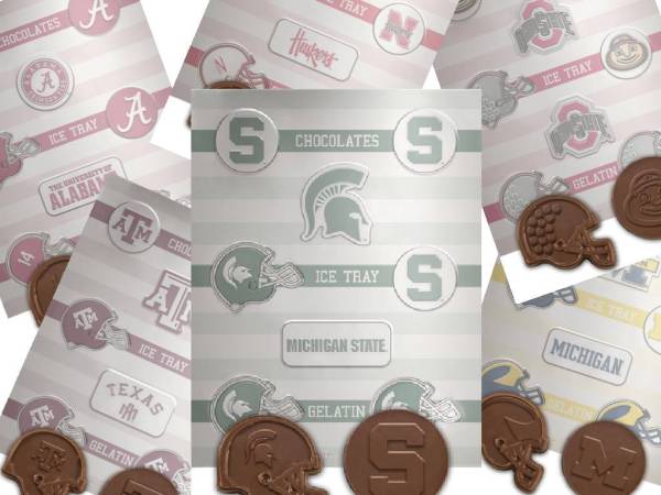 College football logo whiskey ice mold, Gift for college football