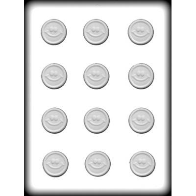 Hard Candy Mold – Smiley Face round mint 1 1/4″ – Cake Connection