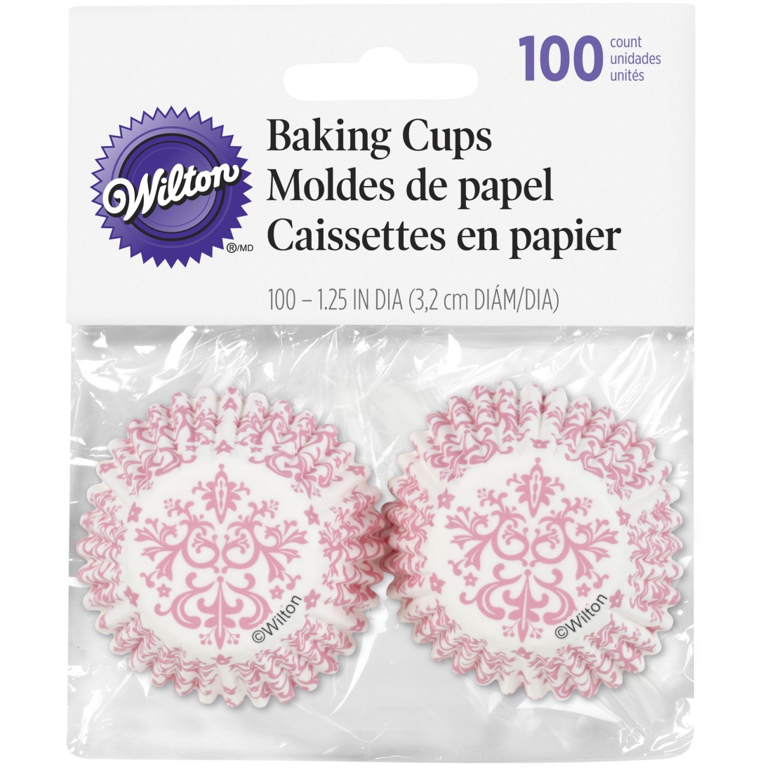 MINI Cupcake Liners / Baking Cups – Pink Damask – Cake Connection