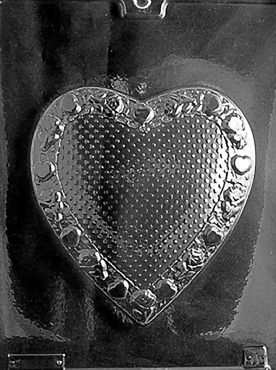 CANDY MOLD – FILLABLE / BREAKABLE LG HEART BOX LID 5-1/2″ – Cake
