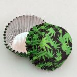 Marijuana Pot Leaf (black background) Foil Cupcake Liner - STANDARD size | 500 count | Grease-Proof Baking Cups