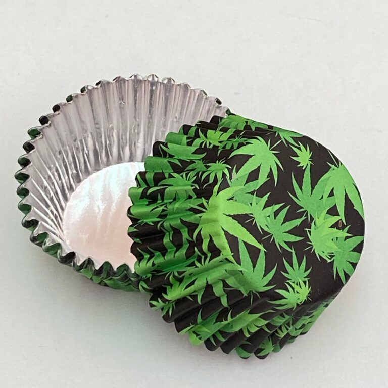 Marijuana Pot Leaf (black background) foil cupcake liners