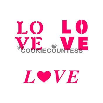 Love Trio Decorating Stencil by Cookie Countess