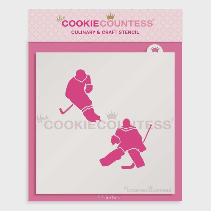 Ice Hockey Silhouettes Decorating Stencil by Cookie Countess