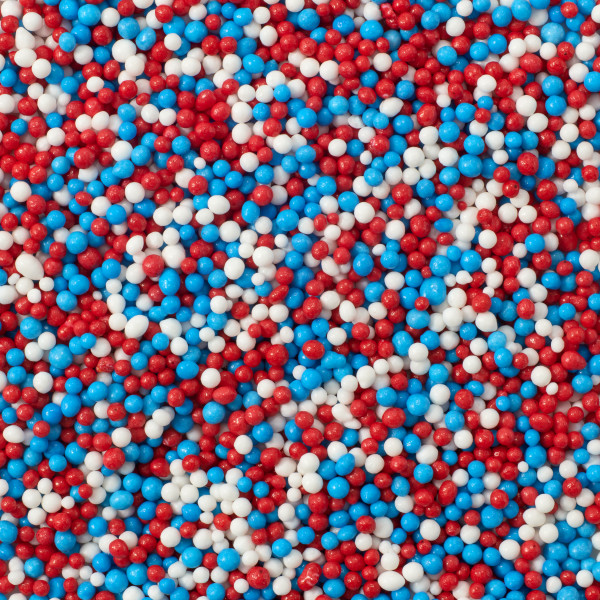 Red White Blue Nonpareil Sprinkles Mix approx 4oz jar